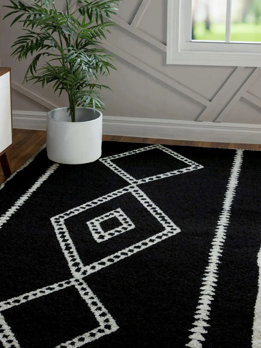 Tapis Contemporain Zelda 5'3\" x 7'2\" en Noir