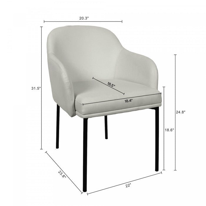 Fauteuil contemporain Loft en cuir vegetalien avec accoudoirs en metal, gris pierre - Lot de 2