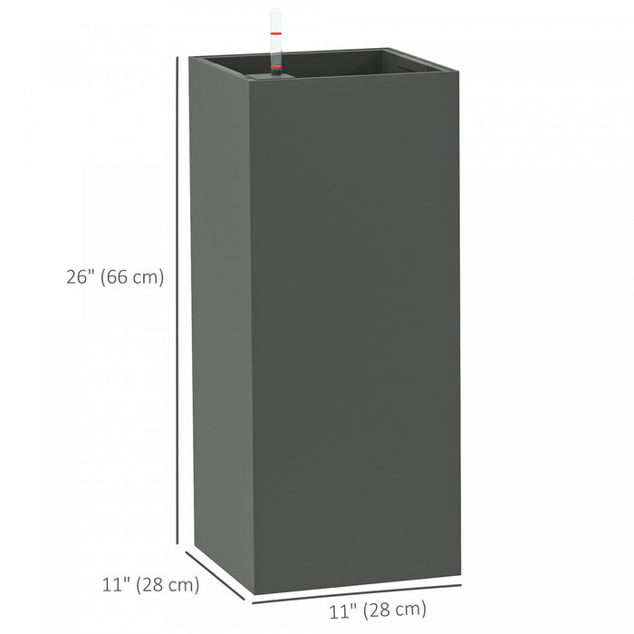 Outsunny Lot de 2 jardinieres d'exterieur en plastique de 11\", gris fonce