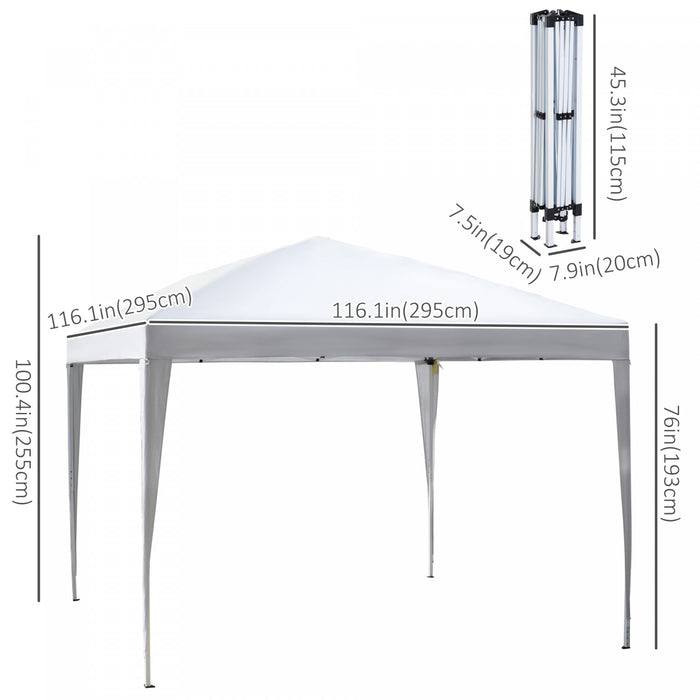 Outsunny 10x10pi Tente Pliable Auvent De Gazebo D'exterieur Avec Sac De Transport, Blanc