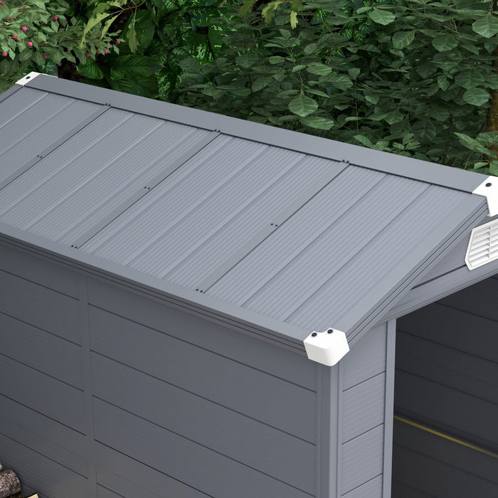 Outsunny Abri De Jardin 4,5' X 6' Porte A Loquet, Bouches D'aeration, Gris