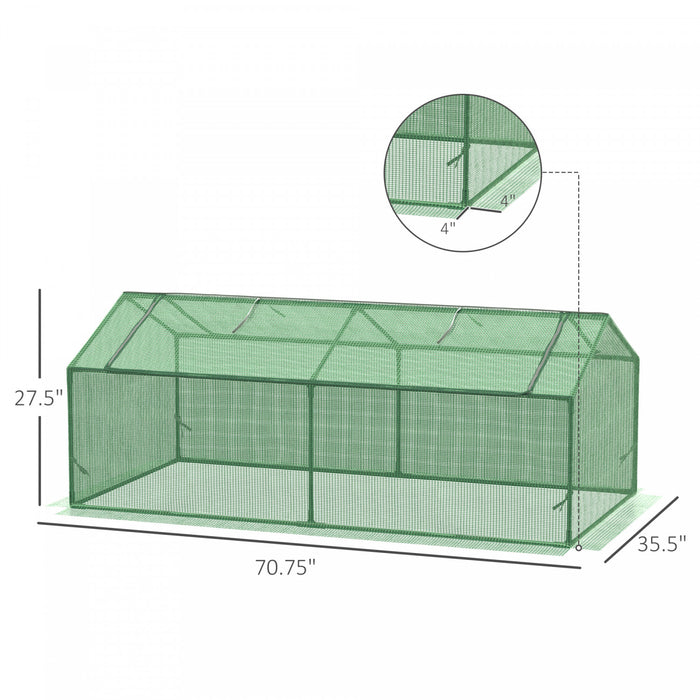 Outsunny Mini Serre 71\" X 36\" X 28\"portable Pour Plantes Avec Grandes Fenetres A Fermeture Eclair Pour Exterieur, Interieur, Jardin, Vert