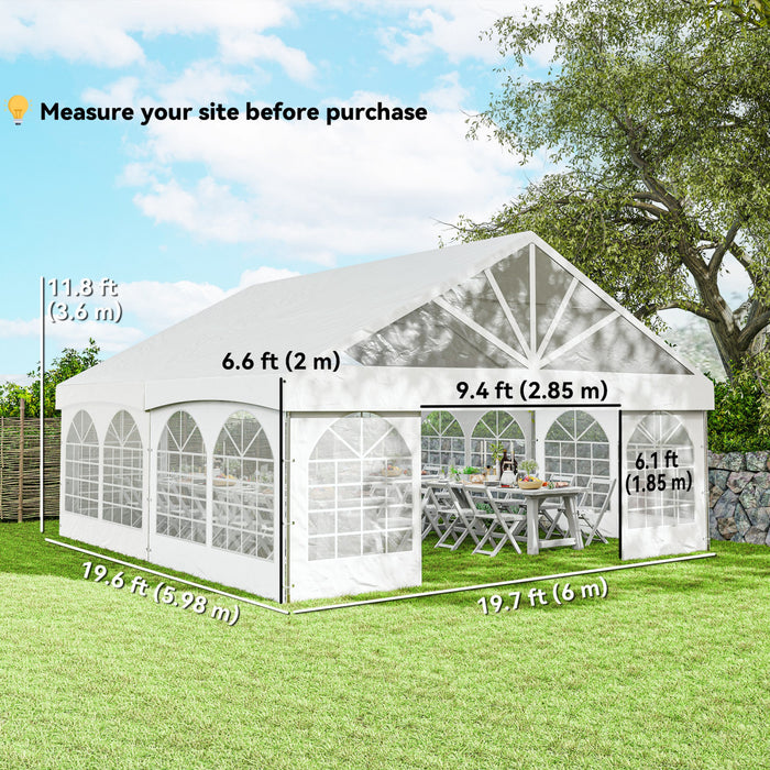 Outsunny Auvent Exterieur, Tente De Fete 20' X 20' Avec Sacs De Transport