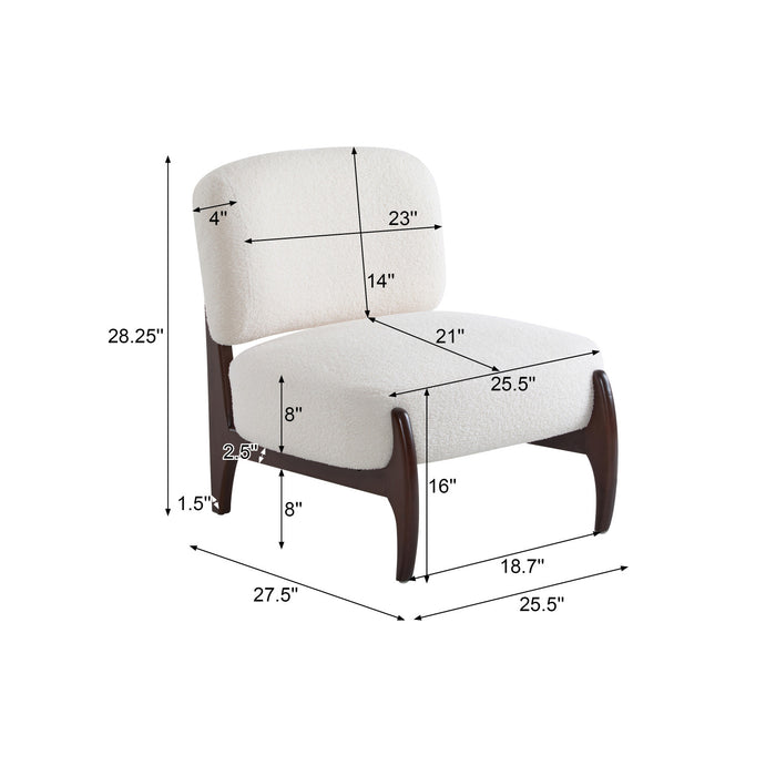 Coco Fauteuil de Salon Moderne en Bouclette avec Cadre en Bois Massif, Beige
