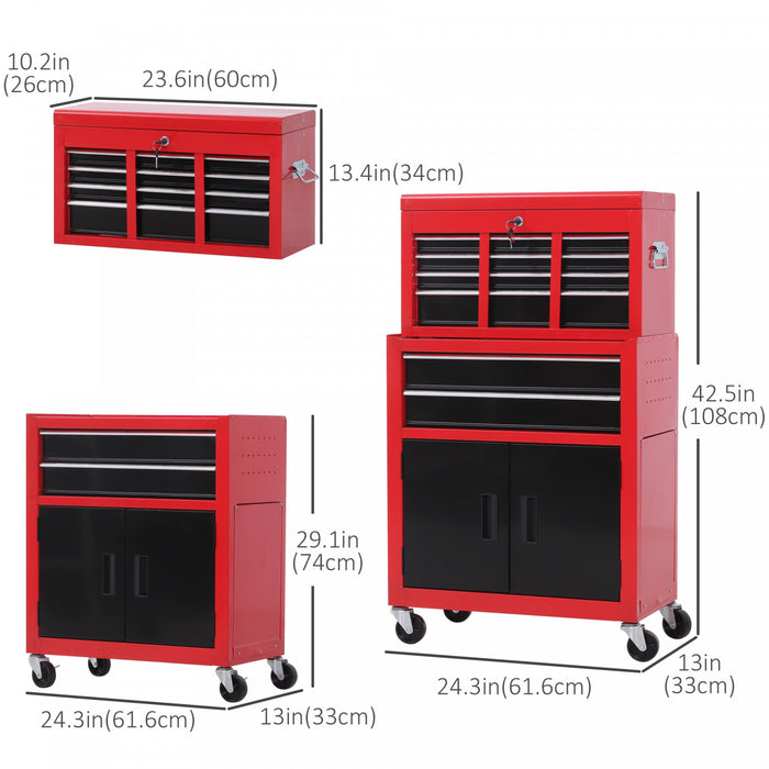 Homcom Coffre A Outils Amovible A 6 Tiroirs Avec Roulettes