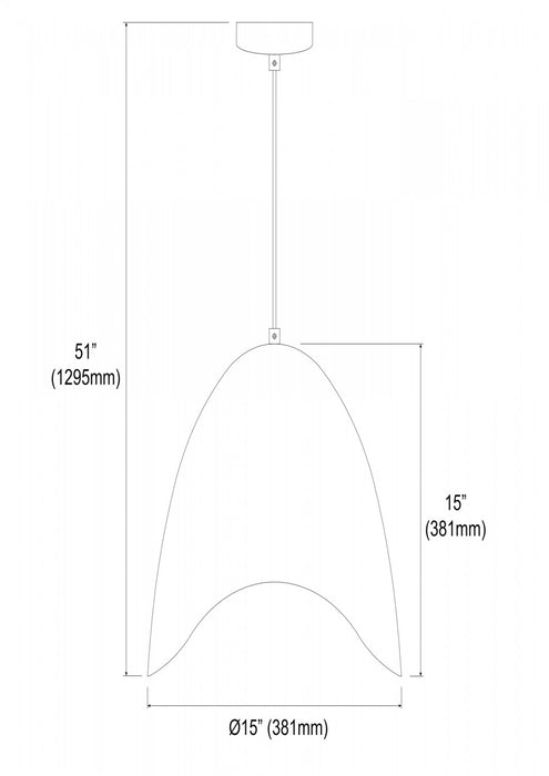 Grand luminaire suspendu Myra de Dainolite avec fini noir et 1 ampoule