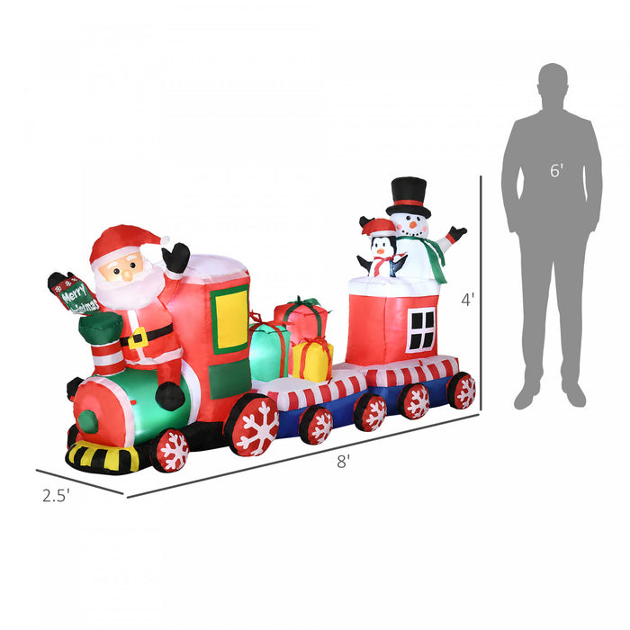 Outsunny Train De Noel Gonflable Avec Pingouin Bonhomme De Neige