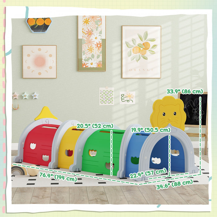 Qaba Tunnel Pour Enfants A Ramper, Tunnel De Jeu Pour Enfants A L'interieur Et A L'exterieur, Structure De Jeu Pour Enfants De 3 A 6 Ans, Multicolore