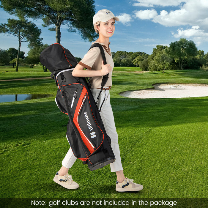 Sac De Chariot De Golf Leger Costway Avec 14 Diviseurs Superieurs De Maniere 9 Poches Sac De Refroidissement De Capuchon De Pluie