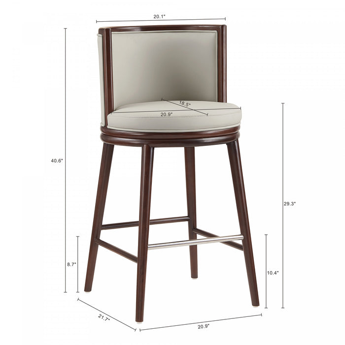 Tabouret de bar moderne en bois avec revetement en tissu couleur pierre Evalyn