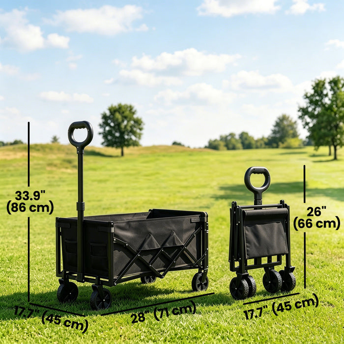 Outsunny Chariot Pliable de 60L avec Roues, Noir