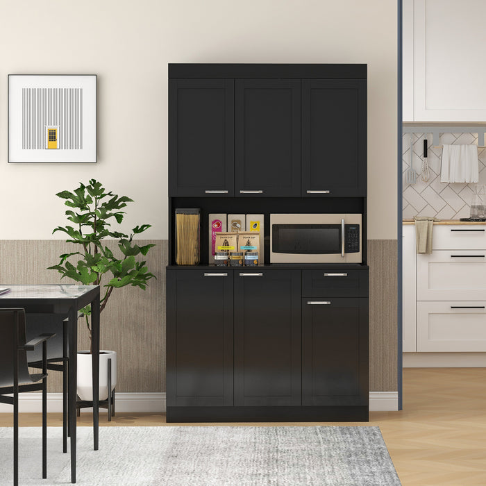 HOMCOM Armoire de rangement avec etagere reglable, tiroir, noir