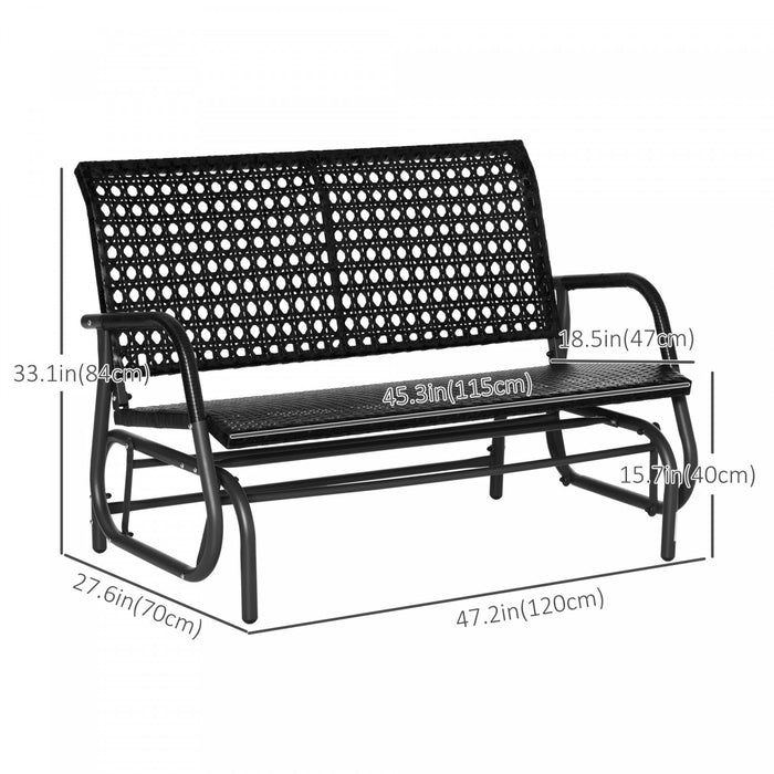 Banc Glissant En Osier Pour 2 Personnes Outsunny, Noir