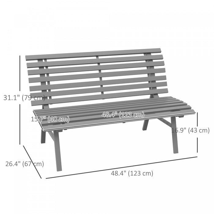 Outsunny Banc de Jardin 48.5\", Banc Leger en Aluminium pour Terrasse, Gris