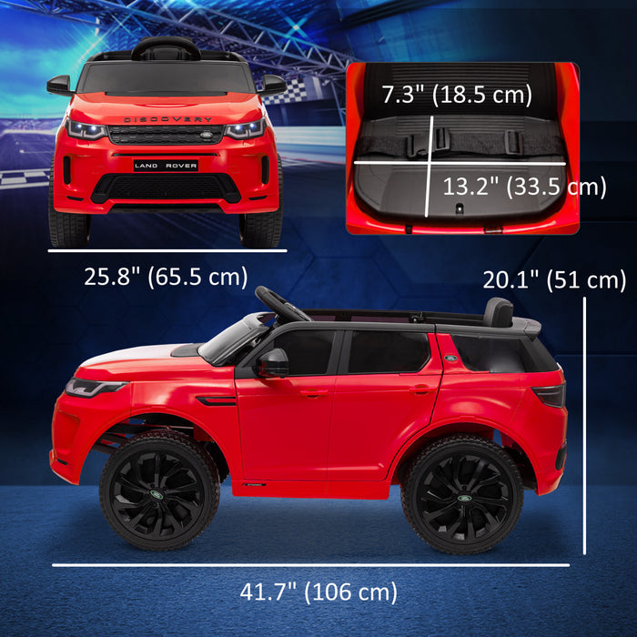 Qaba Land Rover Discovery Sport Voiture Electrique Pour Enfants Alimentee Par Batterie 12 V Avec Telecommande, Demarrage Progressif, Lumieres Led, Klaxon Musical, Rouge