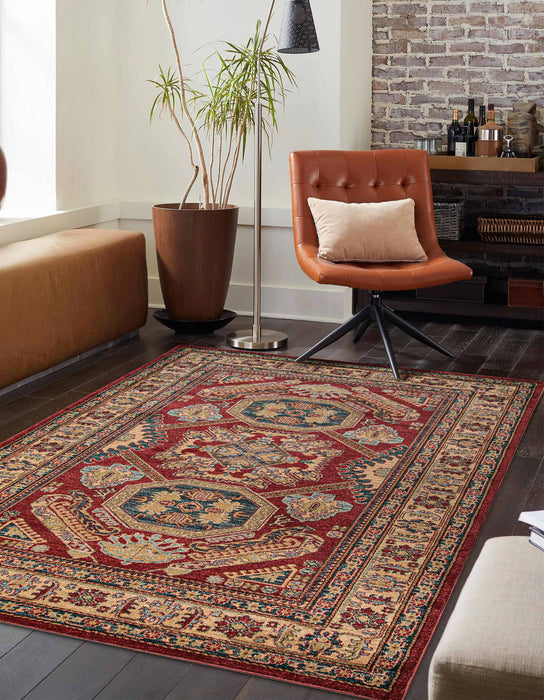 Tapis Traditionnel Aisha 9'3\" x 12'6\" en Rouge
