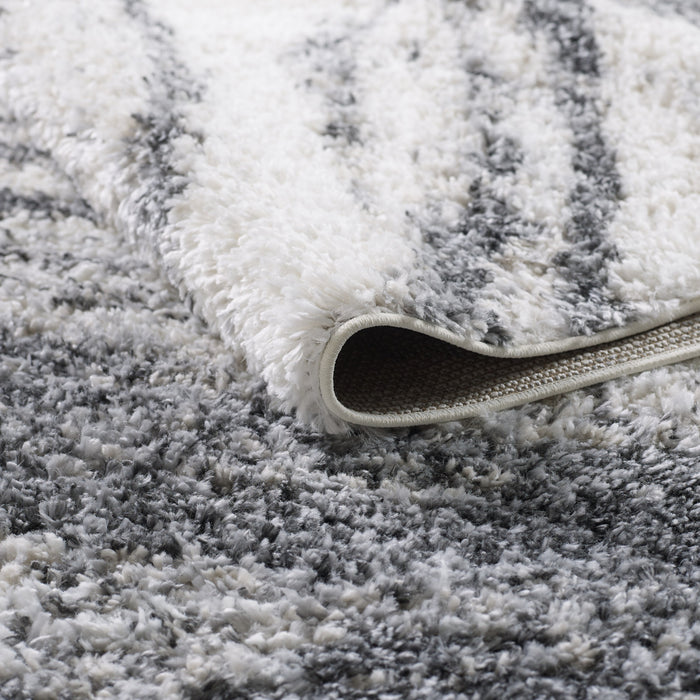 Carpette à poil long Paris crème à motif de coups de pinceau - 6 pi 7 po x 9 pi 6 po