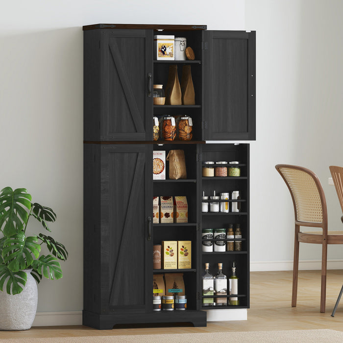 HOMCOM Armoire de cuisine, garde-manger de 64 po avec tablettes reglables