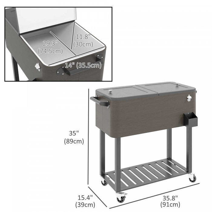 Outsunny Chariot isotherme De 67 L avec ouvre-bouteille, glaciere roulante