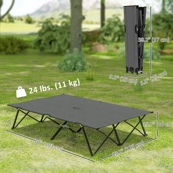Outsunny Lit de Camping Pliant 2 Personnes avec Sac de Transport, Gris Fonce