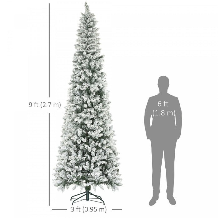 Homcom Arbre De Noel Artificiel Floque De 9 Pieds Avec Base En Acier, Vert