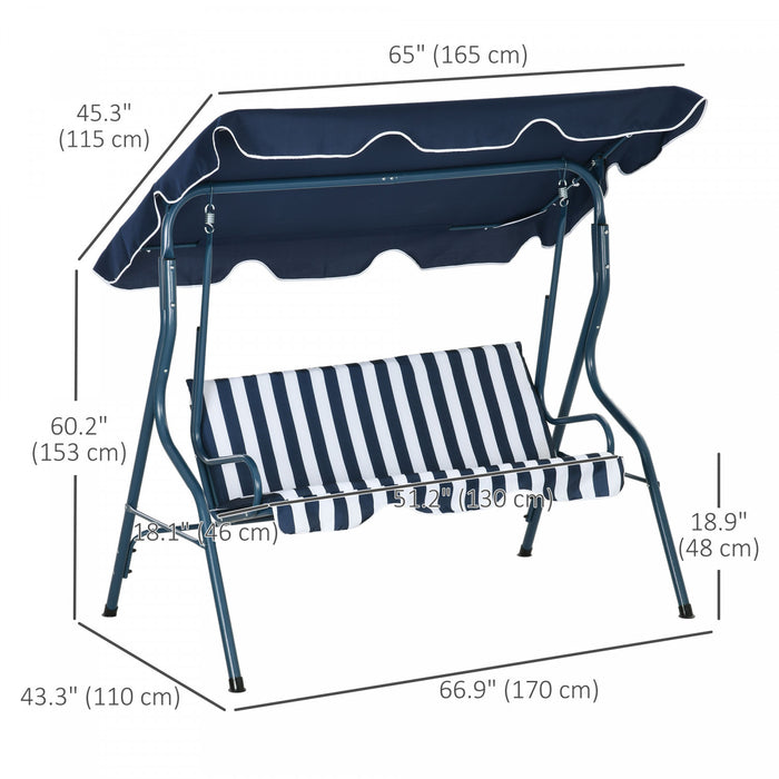 Outsunny Balancoire De Patio A 3 Places, Balancoire Avec Auvent Reglable