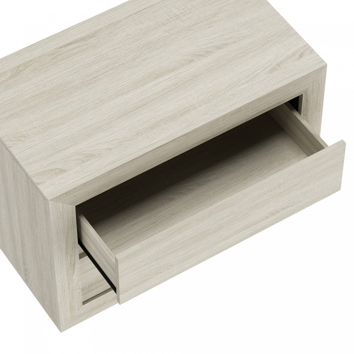 Table de nuit contemporaine Soren 32\" en chene blanchi (2 tiroirs)