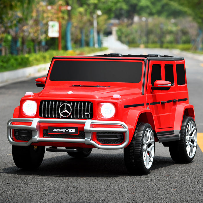 Costway 12v 2 Sieges Enfants Roulent Sur La Voiture Mercedes Benz G63 Sous Licence W / Telecommande Rouge