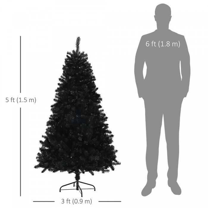 Homcom Sapin De Noel Artificiel De 5 Pieds Avec Ouverture Automatique, Noir