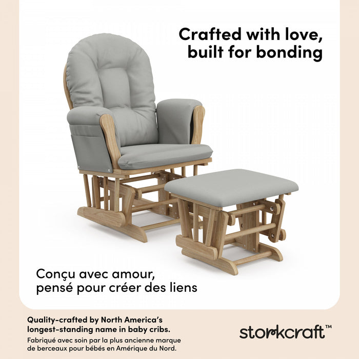 Storkcraft Hoop Fauteuil bercant et pouf - Natural avec gris clair