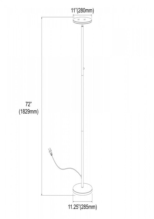 Lampe à pied torchère de Dainolite avec fini nickel satiné et ampoule à DEL