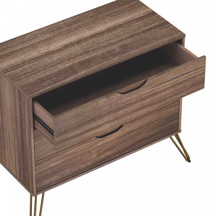 Commode Avira Mid-Century Modern 89 cm en brun (3 tiroirs)