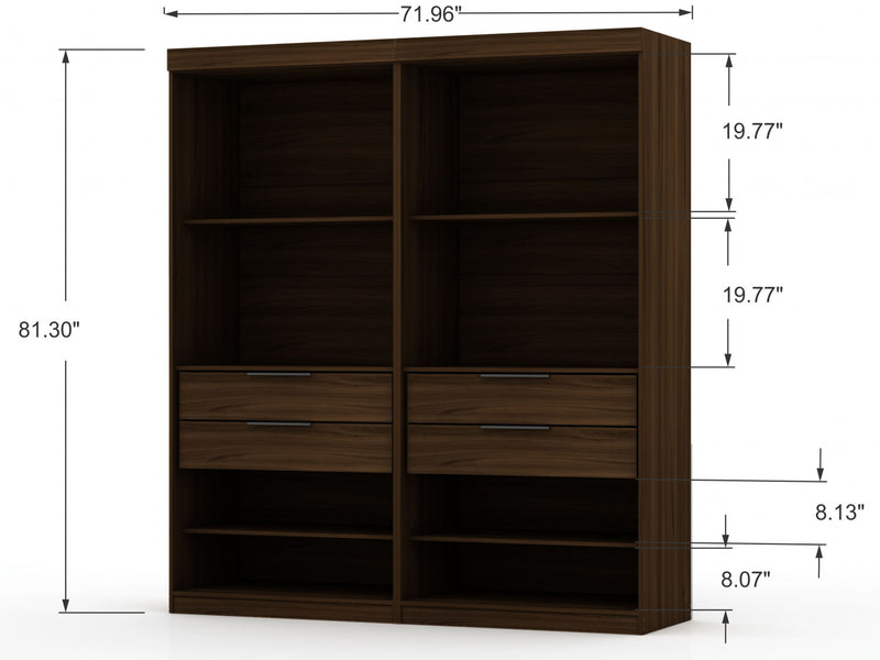 Armoire contemporaine moderne Mulberry 2 pieces en brun chataigne
