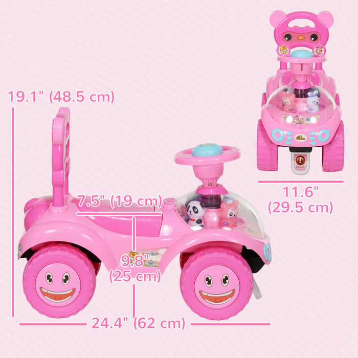 Qaba Voiture A Pousser Pour Tout-petits Avec Musique, Jouet Pour Bebe, Rose