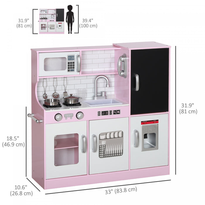 Qaba Cuisine De Jeu Pour Enfants Avec Tableau Noir, Machine A Glacons