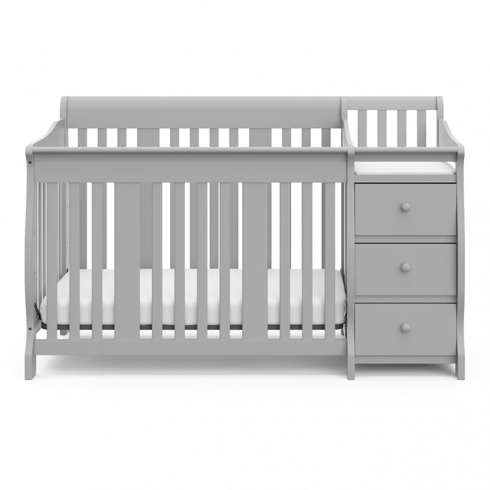 Storkcraft Portofino Lit de bebe convertible 4-en-1 avec table a langer - Gris galet