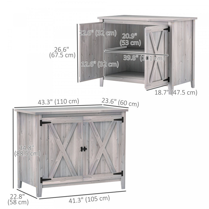 Outsunny Armoire De Rangement Exterieure En Bois Avec Etagere