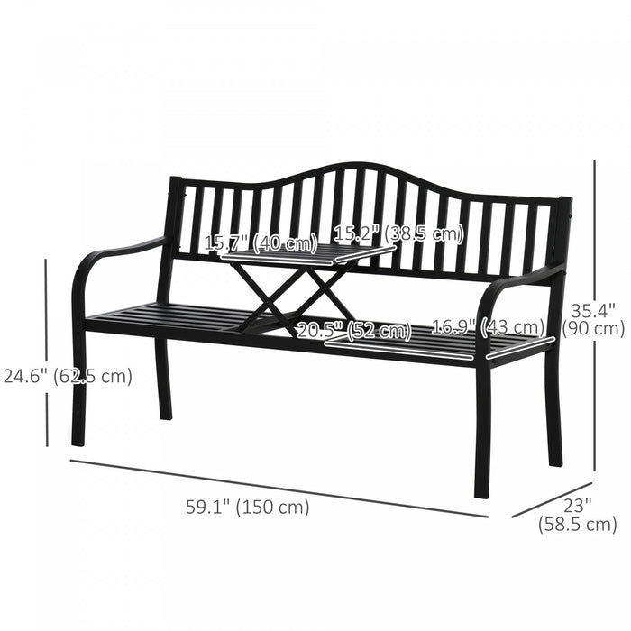 Outsunny Banc D'exterieur Avec Table Centrale, Causeuse De Patio, Noir