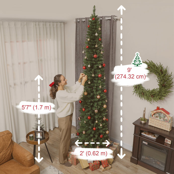 HOMCOM Sapin de Noel de 9pi avec LEDs synchronisees, sapin de Noel, Vert