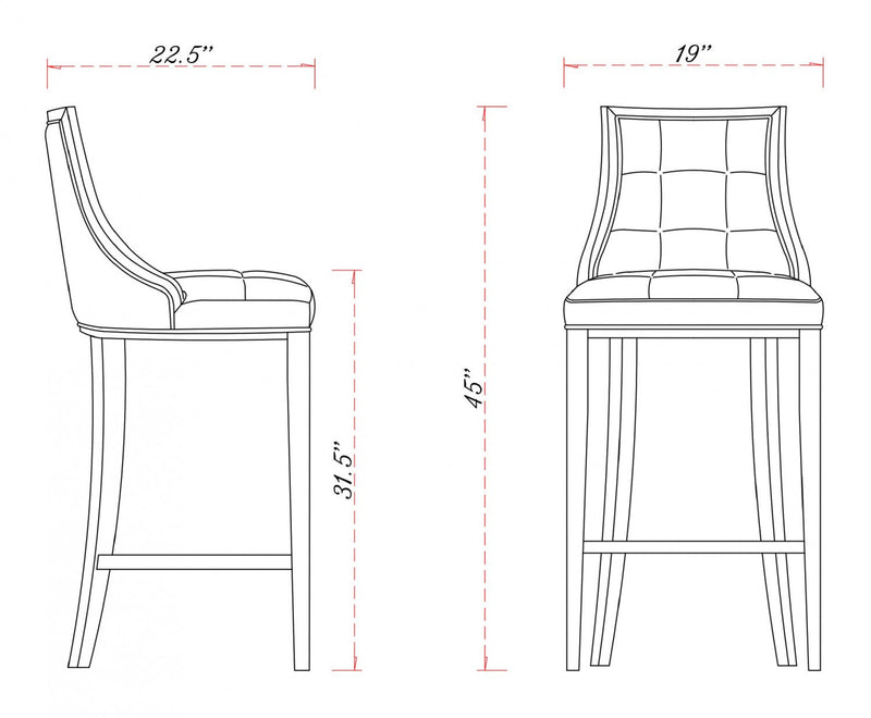 Tabouret de bar traditionnel en bois Fifth Avenue avec assise rembourree, blanc perle - Lot de 2