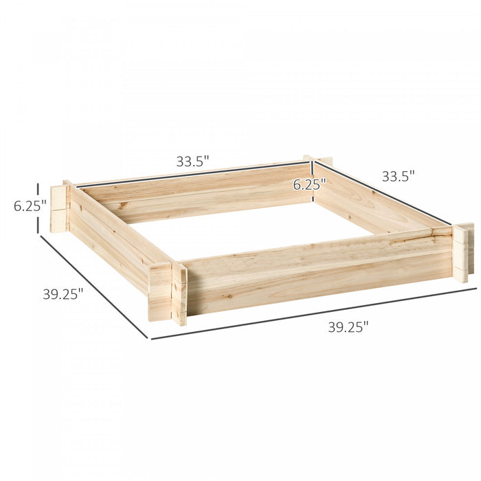 Outsunny 39'' X 39'' Jardin Sureleve Sans Vis, Jardiniere En Bois, Jardin D'herbes Facile A Faire Pour Les Legumes, Les Fleurs Et Les Herbes A L'exterieur, La Pelouse Et Le Patio
