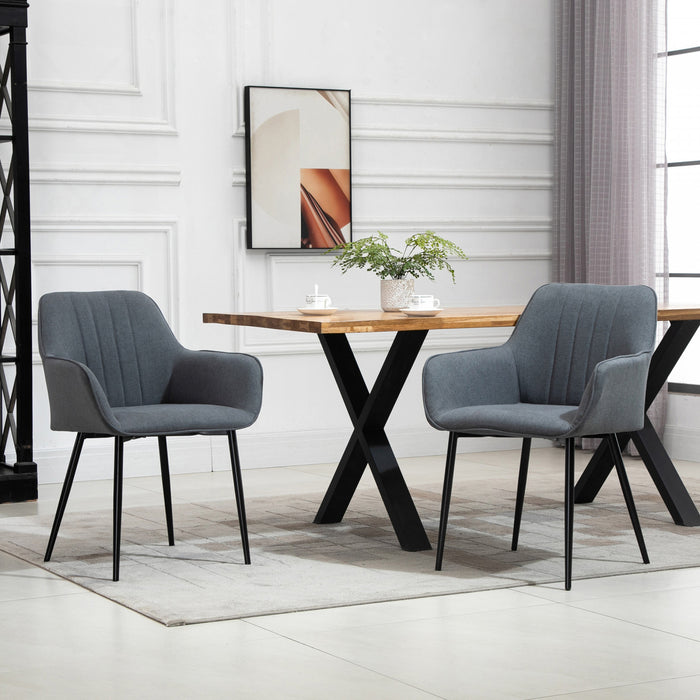 HOMCOM Ensemble de 2 chaises de salle a manger rembourrees, pieds en metal