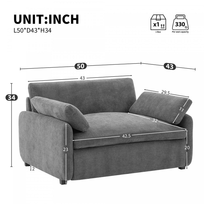 Fauteuil d’appoint surdimensionne Olivia avec coussins, gris