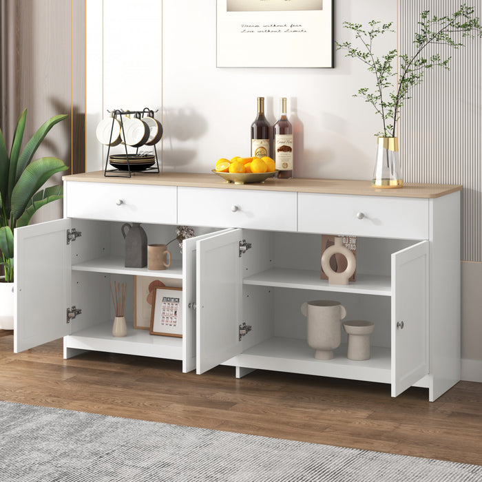 Grace Buffet en Bois Rustique de 55,1\" avec Portes et Tiroirs, Blanc