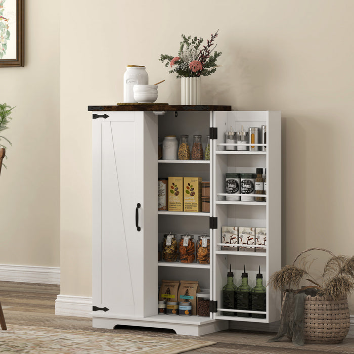HOMCOM Armoire garde-manger de cuisine avec etageres reglables, blanc