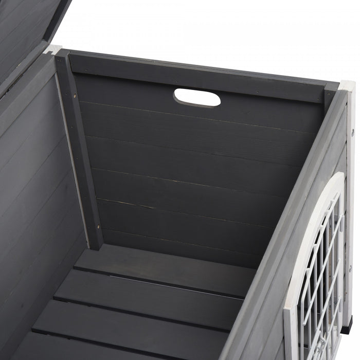 Pawhut Niche Pliante Pour Chien 31\", Maison Portable Pour Animal De Compagnie, Cage En Fil De Bois Pour Chiens Miniatures Et De Petite Taille Avec Portes Verrouillables