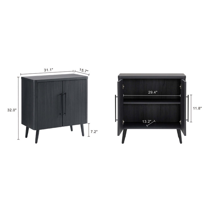 Jodie – Cabinet d’appoint cannele style milieu du siecle de 31\" en gris charbon