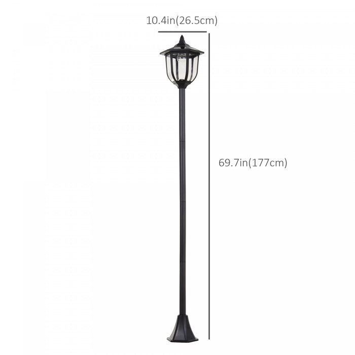 Luminaire Exterieur Solaire Lampadaire Lanterne Classique Led 60 Lm Max. Dim. 26l X 26l X 177h Cm Noir