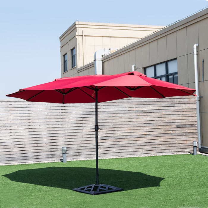 Costway Parasol de marche exterieur 15' double-face Twin Patio avec manivelle Vin