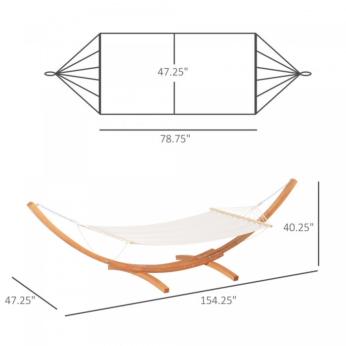 Outsunny Hamac De Camping Arche Exterieure En Bois Hamac Lit Avec Support Avec Sangles Et Crochets, Blanc
